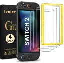 [4枚入り] [Switch 有機EL/Switch 2 モデル対応][改良モデル] iVoler OLED 保護 ガラスフィルム スイッチ 保護フィルム[ガイド枠付き] 強靭9H 3Dラウンドエッジ加工 撥水撥油 指紋防止 飛散防止 貼付道