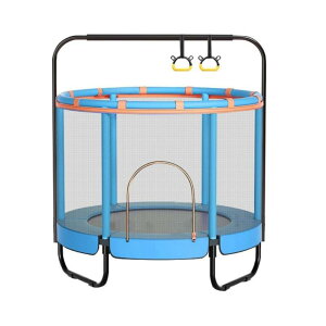 室内用トランポリン 二層フレーム構造 安全静音設計 耐荷重150kg 直径140cm 補助手すり付き家庭用 大人 子供用トランポリン 室内 クササイズ トレーニング セーフティネット付きトランポリン