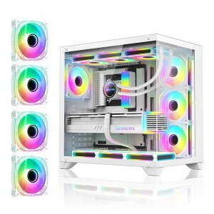 �t���^���[ATX PC�P�[�X 4��PWM ARGB�t�@���t�� 270°���ʋ����K���X E-ATX/mATX/ITX�Ή� 360mm���W�G�^�[�Ή� �Q�[�~���O�P�[�X SPCC0.7mm �� airflow �݌v-��436mm × ����435mm × ���s2