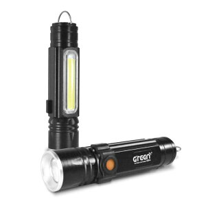 Greenon LED �t���b�V�����C�g T6 COB LED �����d�� IPX6�h�� 5�i�K���� �A���~�����f�� ���^ �y��USB �[�d�� �e���X�R�s�b�N�Y�[�� ���퐶�� �L�����v �n�C�L���O �ً}�ЊQ LED ���C�g
