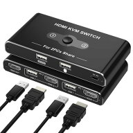 KVMスイッチ HDMI 2入力1出力 KVM 切替器 パソコン2台 キーボード/マウス/ディスプレイ1台共有できる切り…