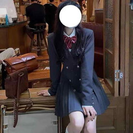 ワンピース レディース 長袖 テーラード ジャケット風 Aライン プリーツ ミニ丈 JK制服 学生服 制服風 セーラー服 普段使い イベント お出かけ かわいい 脚長 美脚 細見え 着痩せ 春 秋 冬