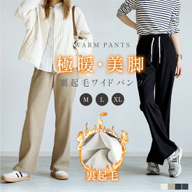＼最大60％OFF！LINE追加クーポンで／裏起毛 パンツ ワイドパンツ ボトムス レディース 体型カバー ウエストゴム 秋 冬 ストレッチ リブ コーデユロイ 保温 厚手 カジュアル 通勤 オフィス ママ