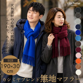 カシミヤブレンドマフラー【Vita Natur】カシミヤ混マフラー ウール 95% カシミヤ5% 無地マフラー 30cm x 190cm カシミヤブレンド レディース ストール メンズ 秋 冬 パーティー カシミア ユニセックス ギフト プレゼント 誕生日