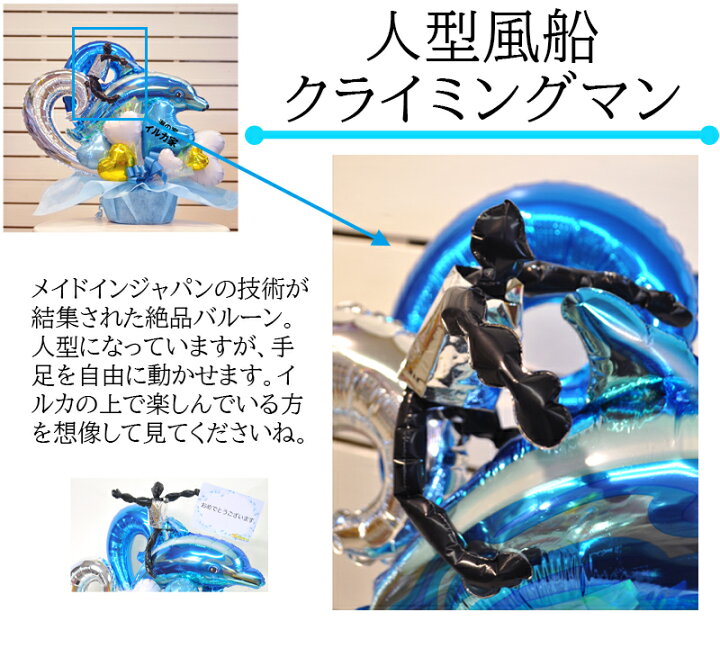 楽天市場 送料無料オリジナルバルーンギフト 海を愛する方へのバルーンギフト イルカに乗った波乗りジョニー 開店祝い オープン お祝い バルーン電報 バルーンフラワー 祝電 新装オープン 周年祝い 誕生日 名入れ サプライズ パーティ 居酒屋 市場 ビタミンバルーン