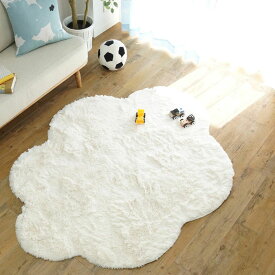 ラグ ホワイト 一人暮らし 子供部屋 変わった形 リビング 寝室 洗える雲ラグ!!ふわふわ雲型のおしゃれなシャギーラグ MOKUMOKU(モクモク) 130×170cm 508402【送料無料】