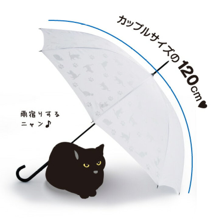 楽天市場 黒ネコのお散歩傘 雨の日だけ出会える黒猫の傘 濡れると変化 模様 柄 変わる 同梱不可 送料無料対象外 レビューでクーポンプレゼント ビタミンバスケット