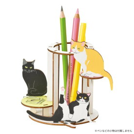 セトクラフト ペンスタンド キャットタワー猫 W23-0003 卓上 机上 整理 ペン立て かわいい ネコ ねこ 木製パズル 組み立て式【メール便送料無料】