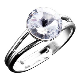 スワロフスキー・クリスタルの1粒リング チェコ製 クリスタルリング 指輪 サイズ調整可能【メール便送料無料】