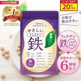 ＼20%OFF／フェリチン鉄 やさしい 鉄分サプリ 栄養機能食品 鉄分 亜鉛 葉酸 ビタミンD ビタミンB6 ビタミンB12 メリロート 鉄 サプリ サプリメント むくみ ケア 鉄不足 貧血 ビタブリッドジャパン 親子 子供 女性 60粒 約30回分