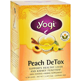 Yogi Tea ピーチデトックス カフェインフリー 16ティーバッグ体の中からいらないものを追い出すデトックスヨギティー健康な腎臓サポートにピーチデトックス フルーツティーのように甘い香りが広がる飲みやすいデトックスティー