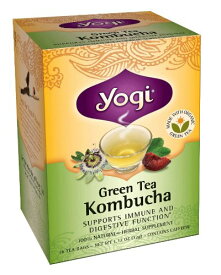 コンブチャ（コンブ茶） 16ティーバッグ×1箱 yogi tea（ヨギティー）のKombucha（こんぶちゃ、こんぶ茶）オーガニック緑茶と紅茶キノコ（紅茶きのこ）のコラボ ハリウッドで火がついたハーブティーでダイエット ミント味をブレンドして飲みやすい