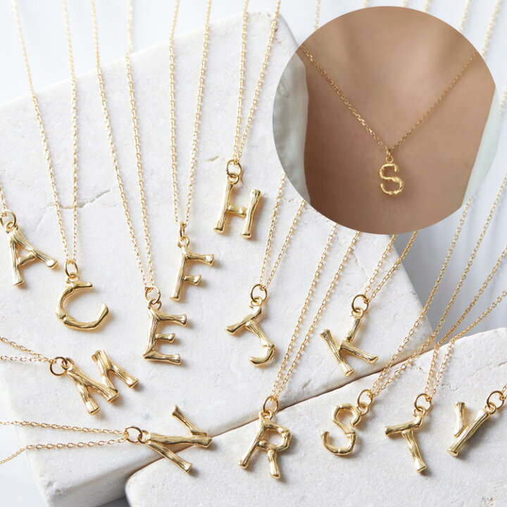 楽天市場】ネックレス レディース イニシャル 大文字 ゴールド  