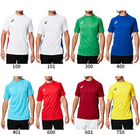 アシックス メンズ ゲームシャツ サッカーウェア フットサルウェア トップス 半袖Tシャツ ホワイト 白 ブルー レッド 青 赤 イエロー グリーン 黄色 緑 送料無料 asics 2101A038