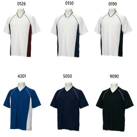 アシックス メンズ ベースボールシャツ 半袖Tシャツ トップス 野球ウェア 練習着 吸汗性 速乾性 UVケア ホワイト 白 ブラック 黒 ネイビー ブルー 青 送料無料 asics BAD013