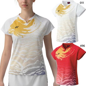 ヨネックス レディース ウィメンズゲームシャツ テニス バドミントンウェア トップス 半袖 吸汗速乾 UVカット 制電 ホワイト 白 レッド 赤 送料無料 YONEX 20743