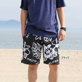 リアルビーボイス メンズ レディース ボタニカル アロハ ハーフ パンツ BOTANICAL ALOHA HALF PANTS ボトムス ブラック 黒 送料無料 RealBvoice 10371-11491