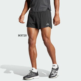 アディダス メンズ アディゼロ ランニング スプリットショーツ ジョギング マラソン ランニングウェア ボトムス ショートパンツ ブラック 黒 送料無料 adidas IJH27