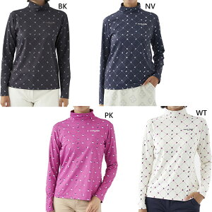 マリクレール レディース 長袖モックネックシャツ ゴルフウェア トップス UVカット 保温 ホワイト 白 ブラック 黒 ネイビー ピンク 送料無料 marie claire 733503