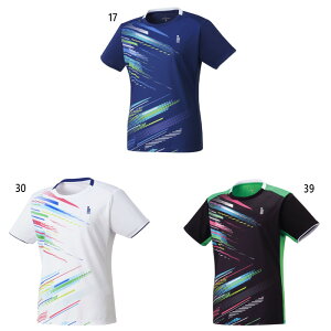 ゴーセン レディース ゲームシャツ テニス バドミントンウェア トップス 半袖 吸汗速乾 ホワイト 白 ブラック 黒 ネイビー 送料無料 GOSEN T2401