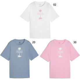 プーマ レディース パーム リゾート ESS+ PALM RESORT グラフィック 半袖Tシャツ トップス カジュアルウェア ブルー 青 ピンク 送料無料 PUMA 683088