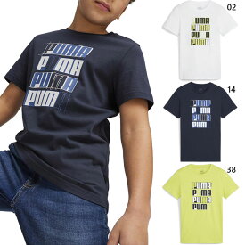 プーマ ジュニア キッズ ロゴ ESS+ LOGO LAB Tシャツ 半袖Tシャツ トップス カジュアルウェア ホワイト 白 ネイビー グリーン 緑 送料無料 PUMA 681320