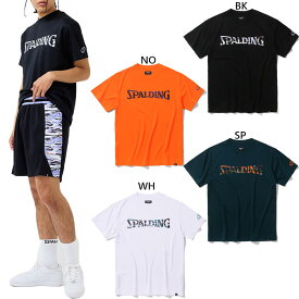 スポルディング メンズ レディース Tシャツ オーバーラップド カモ ロゴ 半袖Tシャツ トップス バスケットボールウェア ブラック 黒 オレンジ 送料無料 SPALDING SMT24004