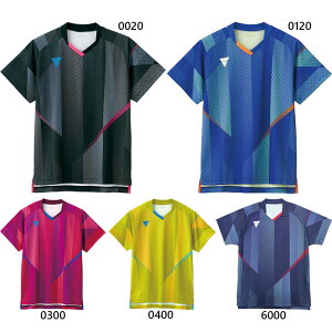 ビクタス メンズ レディース V-GS203 卓球ウェア トップス 半袖 ユニフォーム シャツ 単品 上 ブラック 黒 ネイビー ブルー 青 イエロー ピンク 黄色 送料無料 VICTAS 031487