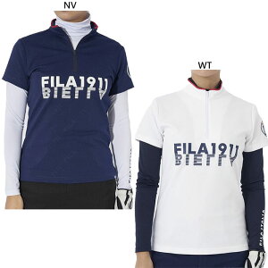 2点セット フィラ ゴルフ レディース ツイルブリスター 半袖シャツインナーセット ゴルフウェア アンダーウェア スポーツインナー 長袖インナー ホワイト 白 ネイビー 送料無料 FILA GOLF 793500