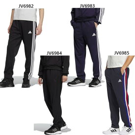 アディダス メンズ スリーストライプス レギュラーフィット ダブルニット オープンヘム トラックパンツ トレーニングウェア ジャージ ロングパンツ ホワイト 白 ブラック 黒 ブルー 青 送料無料 adidas JZR01