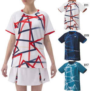 ヨネックス レディース ゲームシャツ レギュラー テニス バドミントンウェア トップス 半袖 吸汗速乾 UVカット 日本バドミントン協会審査合格品 ホワイト 白 ネイビー ブルー 青 送料無料 YON