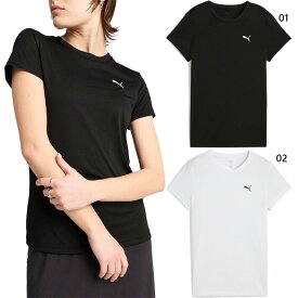 プーマ レディース ESS プーマロゴ ポリ Tシャツ フィットネス トレーニングウェア トップス 半袖Tシャツ ホワイト 白 ブラック 黒 送料無料 PUMA 687606