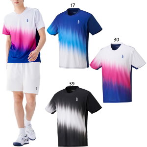 ゴーセン メンズ レディース ユニ ゲームシャツ テニス バドミントンウェア トップス 半袖 ホワイト 白 ブラック 黒 ネイビー 送料無料 GOSEN T2540