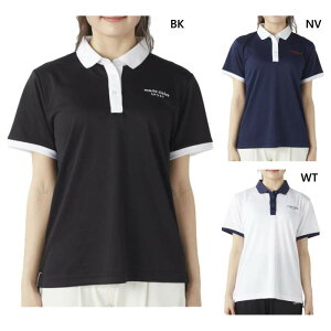 マリクレール レディース ピンホールメッシュポロシャツ ゴルフウェア トップス ポロシャツ 半袖 ホワイト 白 ブラック 黒 ネイビー 送料無料 marie claire 415713