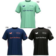 バタフライ メンズ レディース セルサード・Tシャツ 卓球ウェア トップス 半袖 吸水速乾 ブラック 黒 ネ…