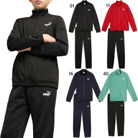 上下セット プーマ ジュニア キッズ ジャージ ポリ スーツ トップス パンツ ズボン ボトムス トレーニングウェア セットアップ 長袖 ブラック 黒 ネイビー レッド 赤 グリーン 緑 送料無料 PUMA 687871