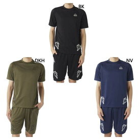 上下セット カッパ メンズ スポーティーセット フィットネス トレーニングウェア トップス ボトムス セットアップ 半袖 ショートパンツ ブラック 黒 カーキ 送料無料 Kappa 215311