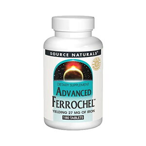�A�h�o���X�h �t�F���P�� 27mg 180�� �r�X�O���V���_�@��� �S �L���[�g �T�v�� �\�[�X�i�`�������Y �ySource Naturals Advanced Ferrokel 27 mg 180 Tablet�z