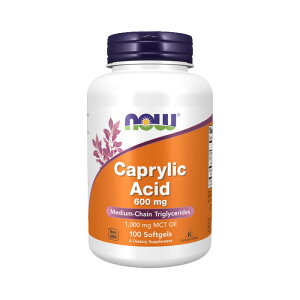Jv_ 600mg 100 \tgWF MCTIC Tv Tvg yNow Foods Caprylic Acid 600mg, 100 softgelsz