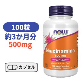 ナイアシンアミド 500mg 100粒 ビタミン ビタミンB B3 ナイアシン サプリメント サプリ ナウ ナウフーズ 【Now Foods Niacinamide 500mg】