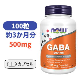 ギャバ Now Foods GABA ガンマアミノ酪酸 500 mg 植物性カプセル 100粒 びたみん ビタミン サプリ ナウフーズ 【Now Foods Gaba】