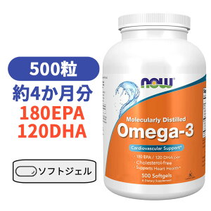 IK3 1000mg@500 \tgWF iEt[Y Tv Tvg ߂ IK3IĈpTCY _CGbg e K{b_yNow Foods Omega-3 180 EPA/120 DHA, 500 Softgelsz