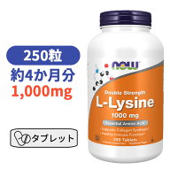 L-リジン 1,000mg 250粒　サプリメント アミノ酸 リジン【Now Foods Double Strength L-Lysine 1000mg 25…
