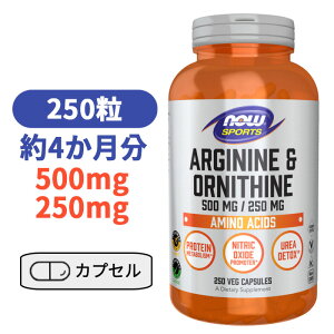 AMj  Ij` 500mg 250mg 250 iEt[Y 邬ɂ ɂ т݂ r^~ Tv N A~m_yNow Foods Arginine & Ornithine 500/250, 250 capsz