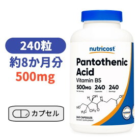 Nutricost パントテン酸（ビタミンB5）500mg、240カプセル【Nutricost Pantothenic Acid 500mg 240 Capsules】