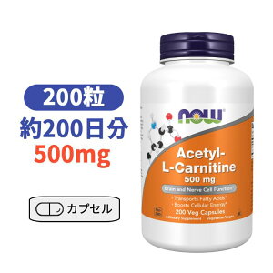 AZ`-LJj` 500mg xWJvZ 200 iEt[Y iE r^~ т݂ Tv Tvg A~m_ AZ`L-Jj`yNow Foods Acetyl L-Carnitine 500mg, 200 Veg Capsulesz