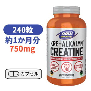 �N���A���J���� (�i���^�N���A�`��) 750mg 240�� NOW Foods �T�v�������g �A�~�m�_ �N���A�`�� �yNOWR Sports - Kre-AlkalynR Creatine - 240 Capsules�z