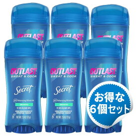 【お得な6個セット】シークレット 無香料 アウトラスト クリアジェル 73g デオドラント 脇汗 消臭 汗 オールドスパイス 制汗剤 ワキガ 【Secret Out Last Sweat & Odor Deodorant Unscented 2.6oz】