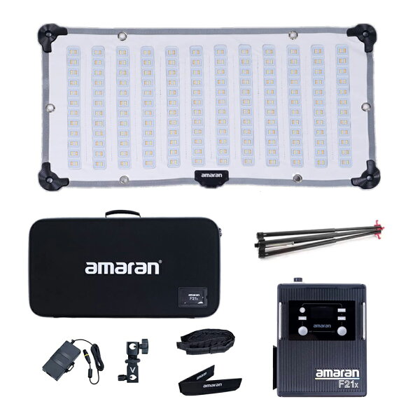Aputure amaran F21x 撮影ライト 100Ｗ 折り畳み式 巻き取り可能 60*30cm CRI?95 TLCI?98 色温度2500K-7500K 3960lux@1m(7500K) アプリ制御 9種類の照明効果 無段階調光 軽量 撮影用LED定常光ライト ソフトボックス付き