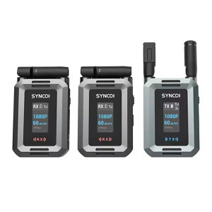 SYNCO XVision HD ���C�����X�f���`���V�X�e�� HD 1080P LCD�J���[�X�N���[�� 300m(LOS)�`������ 40ms��x�� HDMI���[�v�o�� NP-F�o�b�e���[���d Type-C���d�\ �y�ʉ��݌v